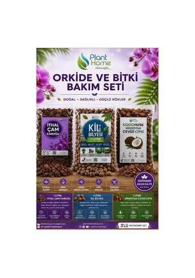 Hüskon Ticaret Plant Home Ithal Çam Kabuğu, Kil Bilyesi Ve Cocohusk İçeren Profesyonel Orkide Toprağı Değişim Seti 1