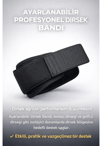 Ayarlanabilir Profesyonel Dirsek Bandı Tenisçi & Golfçü Dirseği İçin Güçlü Destek Siyah