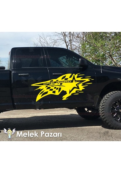 2 Adet - Damalı Yarış Bayrağı Off Road Jeep Sticker