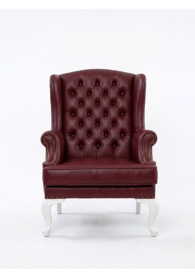 Crown Chester Klasik Ahşap Berjer Beyaz
