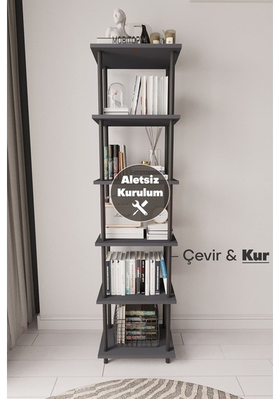 Çevir Kur 45 Cm Antrasit Kitaplık Antrasit Çevir Kur 45 Cm Antrasit Kitaplık Antrasit