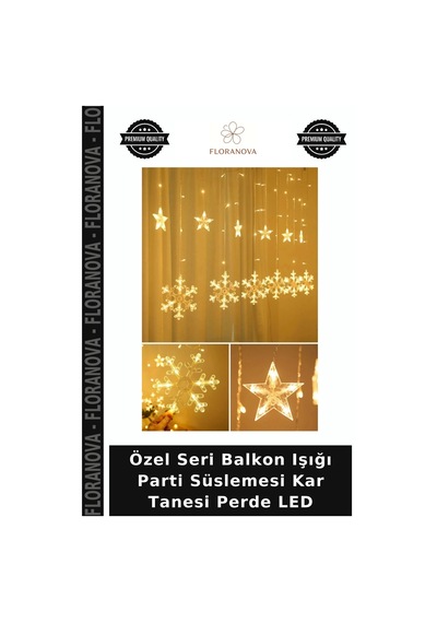 Özel Seri Balkon Işığı Parti Süslemesi Kar Tanesi Perde Led