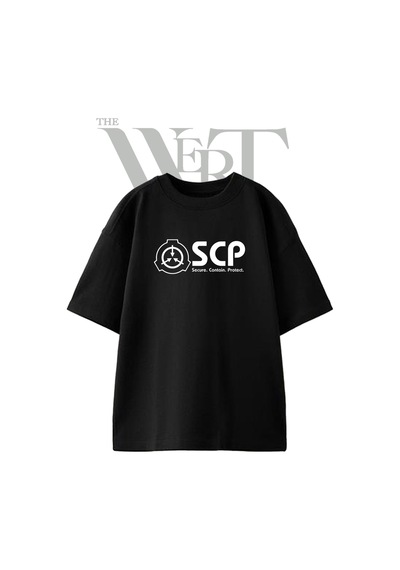 Thewert Scp Foundation Tasarım Baskılı Ünisex Siyah Oversize T-shirt