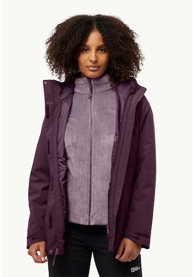 Jack Wolfskin Rotwand 3ın1 Jkt W Kadın Outdoor Mont Midnight Plum