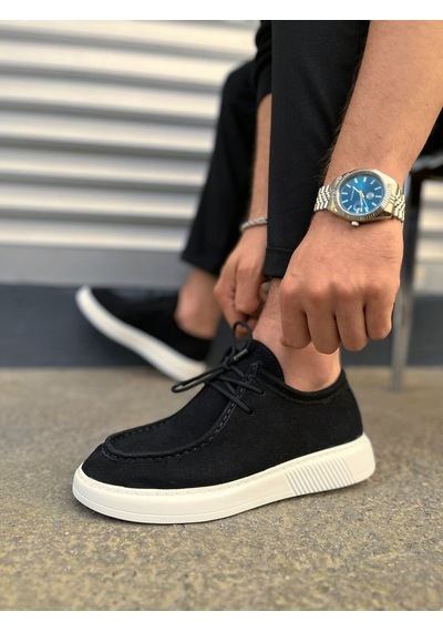 Dmr Elegance Jy170 Tornado Bağcıklı Süet Erkek Günlük Spor Klasik Ayakkabı Sbt - Siyah
