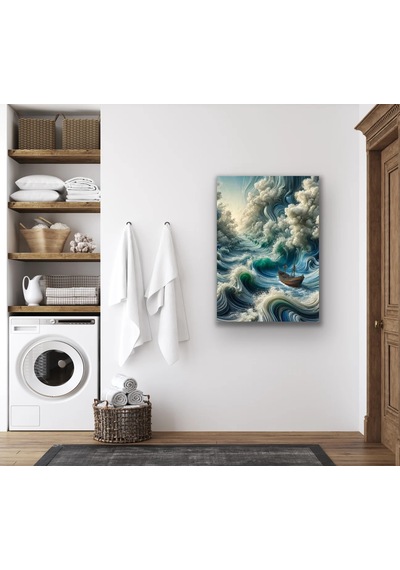 Okyanustaki Yalnız Gemi Kanvas Tablo 70x100cm Çok Renkli