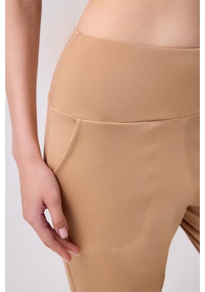 Cottonhill Bej Yüksek Bel Çift Cepli Kadın Jogger Eşofman Altı Bronz