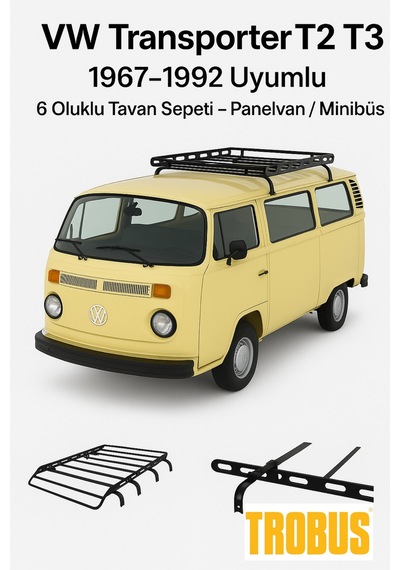 Vw Transporter T2 T3 1967-1992 Uyumlu 6 Oluklu Tavan Sepeti - Pan
