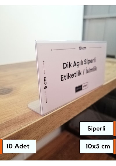 10 Adet Pvc Etiketlik 10 x 5 CM Raf Önü Siperli Ürün İsimlik Fiyatlık