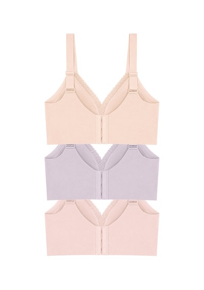 Cottonill Seamless Bra - Seravia Lazer Kesim Dantelli Minimizer Kadın Sütyen 3'lü Paket Çok Renkli
