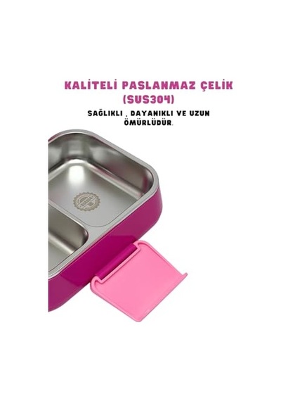 Bento 1030ml Lunchbox Barbie Temalı Lisanslı Tek Katlı 2 Bölmeli Paslanmaz Çelik Sefer Tası Yemek Kutu