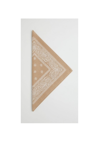 Mollycrush Unisex Bej Şal Desenli Bandana Günlük Saç Aksesuarı, Boyunluk Ve Outdoor Fular Bej