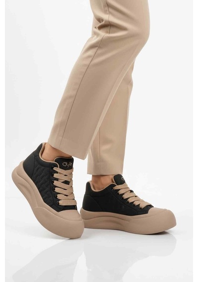 Guja Siyah Bağcıklı Kaymaz Taban Kadın Sneaker Bot 25k426-1 Z Siyah