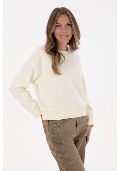 U.S. Polo Assn. Kadın Krem Bisiklet Yaka Basic Sweatshirt 50307752-VR256