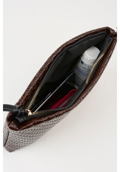 Vivaq Kadın Bellis Örgü Acı Kahve Astarlı Suni Deri Bilek Askılı Portföy El Ve Clutch Çanta Kahverengi