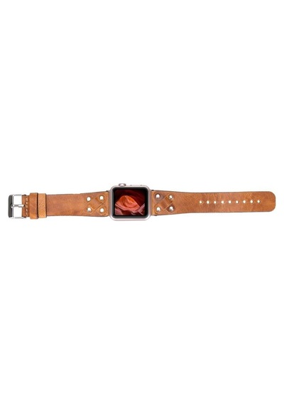 Apple Watch Uyumlu Deri Kordon Cross 42-44-45mm St V18 Diğer