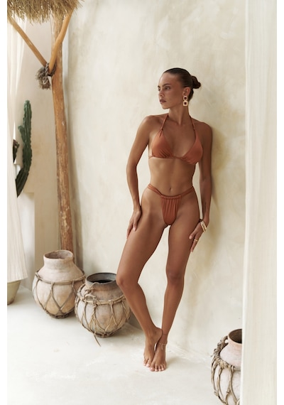 Mai Collection Mai Studios Co. Dahlia Büzgü Detaylı Kalın Bantlı Kiremit Bikini Altı Kiremit