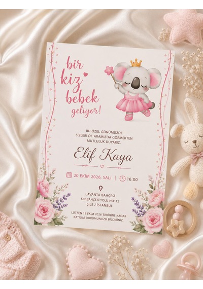 1000 Adet Ekonomik Baby Shower Davetiyesi Ve Zarf 06