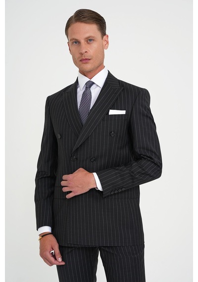 Efor Slim Fit Çift Yırtmaç Çizgili Kruvaze Klasik Antrasit Takım Elbise Tk 925 Antrasit Efor Slim Fit Çift Yırtmaç Çizgili Kruvaze Klasik Antrasit Takım Elbise Tk 925 Antrasit