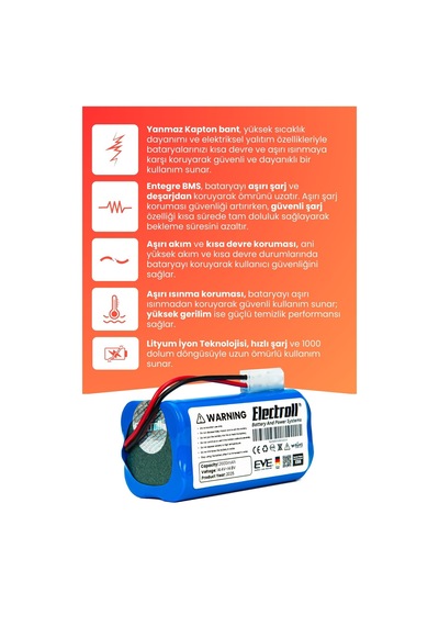 Bissell Ev675 2601n Uyumlu Batarya Yüksek Kapasite 2800mah Pil Robot Süpürge Bataryası Değişimi