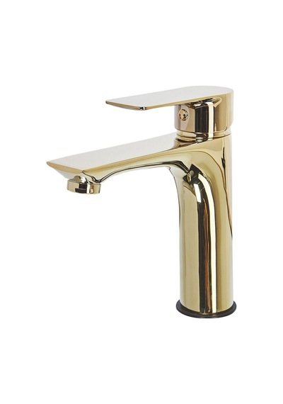 Berloı Lavabo Bataryası, Modern Tek Kulp Tasarım, Pirinç Gövde, G1/2 Bağlantılı Sabit Musluk Altın