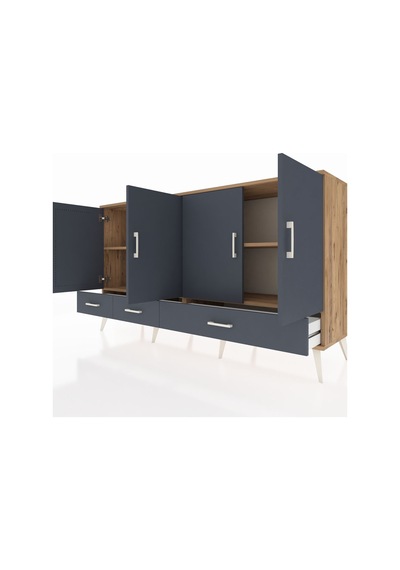 Hyperion Konsol 6 Raflı 3 Çekmeceli 4 Kapaklı 176x44x99 Çam-antra Çam-antrasit Hyperion Konsol 6 Raflı 3 Çekmeceli 4 Kapaklı 176x44x99 Çam-antra Çam-antrasit