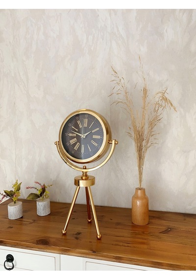 Gold Metal Mini Tripod Zarif Masa Saati 45 26 Cm Renkli
