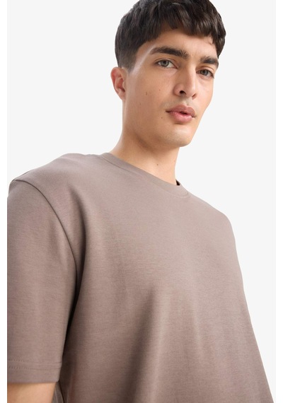 Defacto Regular Fit Bisiklet Yaka Kısa Kollu Tişört E7961ax25aubn571 Kahve