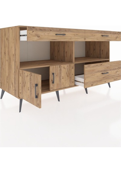 Kronos Konsol 2 Raflı 3 Çekmeceli 2 Kapaklı 176x59x99 Çam-çam Çam-çam