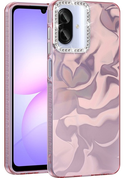 Samsung Uyumlu Galaxy A07 Kılıf Airbagli Parlak Taş Detay Tasarımlı Zore Esila Kapak Pembe