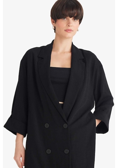 Defacto Regular Fit Ceket Yaka Pamuklu Blazer Ceket G0397ax25aubk81 Siyah