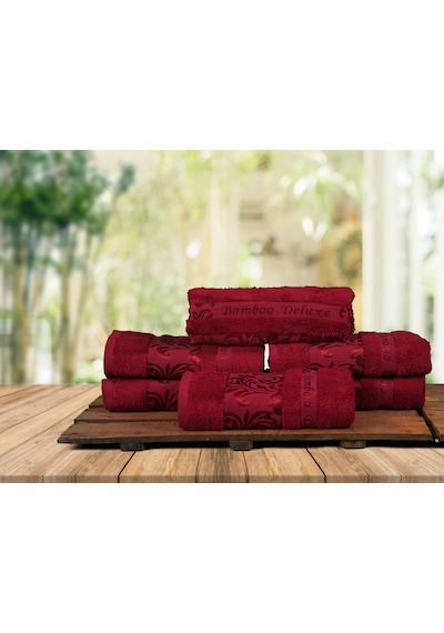 Mulberry Bambu Havlu %100 Organik Bambu Havlu Seti 50 x 90 - 6'lı Paket Premium Ultra Yumuşak Dekoratif Kırmızı
