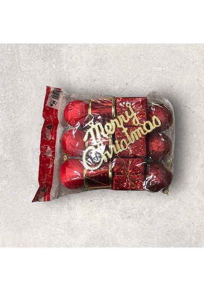 13 Parça Noel Çam Ağacı Süsleme Chrismistmas Yeni Yıl Yılbaşı Noel Çam Ağacı Süsü Lüx 13 Parça 1 Trompet Çanı Kırmızı
