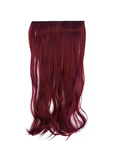 Caş Dekorasyon Isıya Dayanıklı Yarımay Çıt Çıt Saç - 39 - Şarap Kızıl - Dalgalı - 60 Cm - 110 Gr