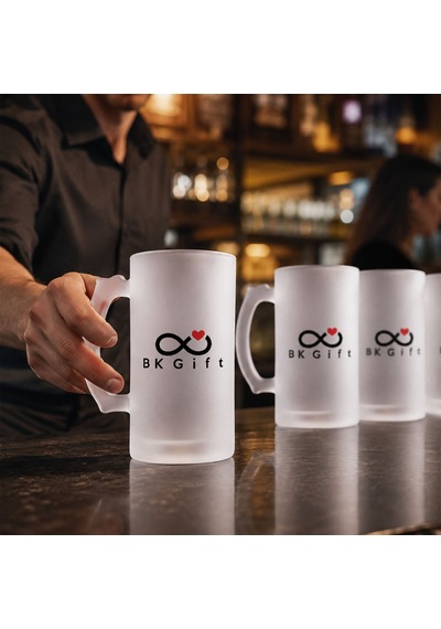 Logonuza Özel 5 Adet 500 Ml Buzlu Cam Bira Bardağı Kurumsal Hediye Ve Promosyon Seti Çok Renkli