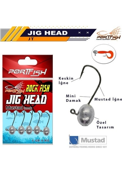 Portfish Jig Head Mustad Iğneli 5li Pkt 4 Numara 3 G