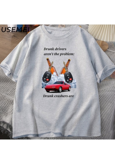 Flood Of Style Sarhoş Sürücüleri Erkek Tişört Komik T Shirt Sarhoş Sürüş Moda Kısa Kollu T-shirt Pamuk Erkek Gri