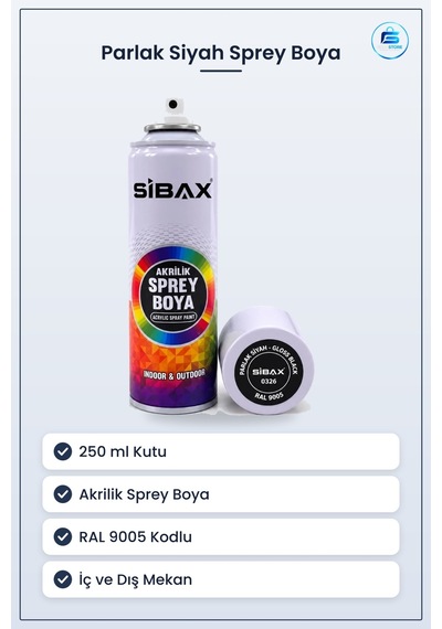 Sprey Boya Parlak Siyah 250 Ml Akrilik Ral Gloss Black İç Ve Dış