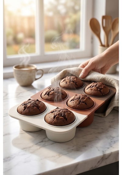 6'lı Derin Silikon Muffin Ve Cupcake Kalıbı Çok Renkli