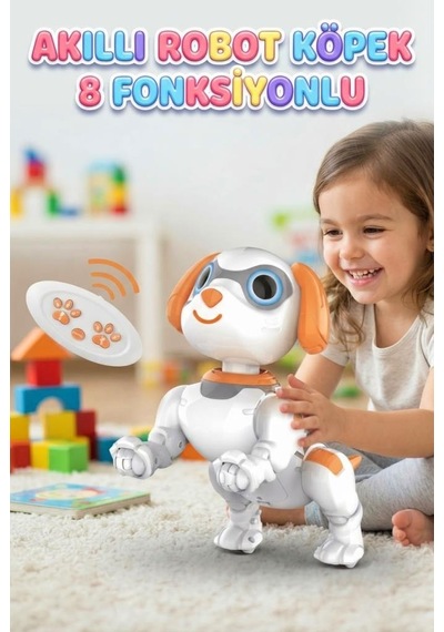 Programlanabilir Robot Köpek: Kumandalı 8 Fonksiyonlu Sesli Işıklı Hareketli Eğlence Arkadaşı