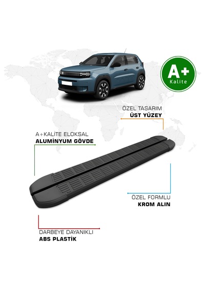 Fiat Grande Panda Hybrid Yan Basamak 2025 Model Ve Sonrası S-line Siyah