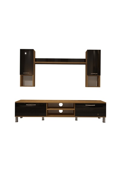 Decoraktiv Eko 5da Mdf Dvd Krom Ayaklı Tv Ünitesi Tv Sehpası Pera - Siyah