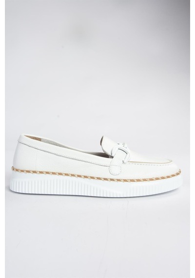 Fox Shoes P555100003 Beyaz Hakiki Deri Günlük Kadın Ayakkabı Beyaz