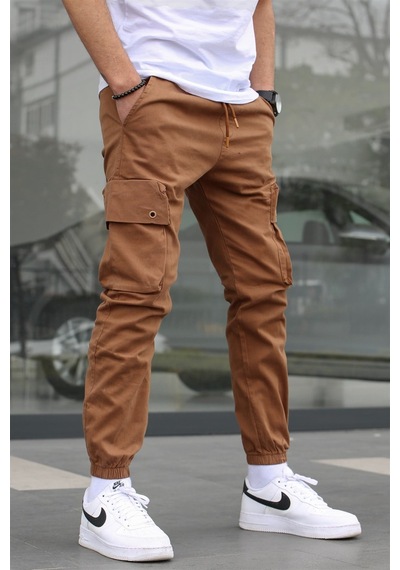 Madmext Camel Dar Paça Kargo Cep Erkek Pantolon 5647