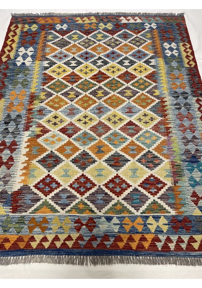 El Dokuma Afgan Kilim 100% Yün Kök Boya Elsanat Eserı İle Harıka Model Desenlı Çok Renkli