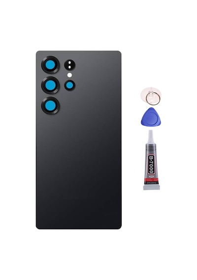 Samsung S25 Ultra Titanyum Siyah Uyumlu Arka Kapak Batarya Kapağı Pil Kapağı Yapışkan Ve Sökme Aparatıyla Beraber Full Set Siyah