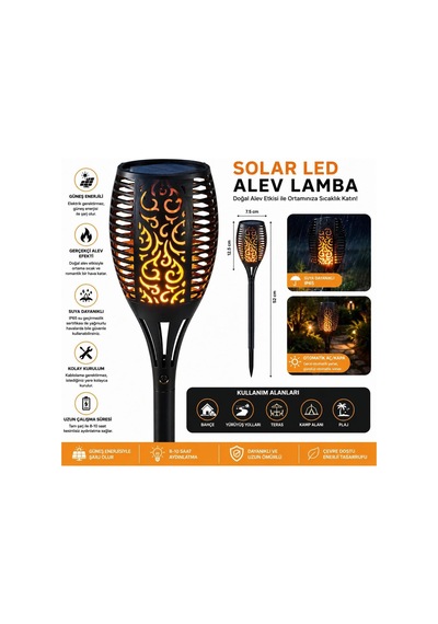 Tr Alev Efektli Solar Bahçe Lambası 51 Cm Solar Bahçe Lambası