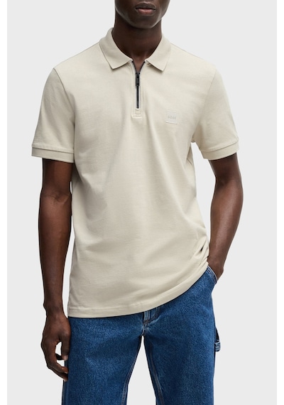 Boss Pamuklu Slim Fit Yarım Fermuarlı Polo Yaka T Shirt Erkek Polo 50537507 271 Gri GRİ