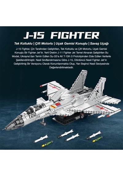 Reobrix 33023 Shenyang J-15 Jet Uçak Yaratıcı Yapı Blok Seti Building Block J-15 Flying Shark -1999parça
