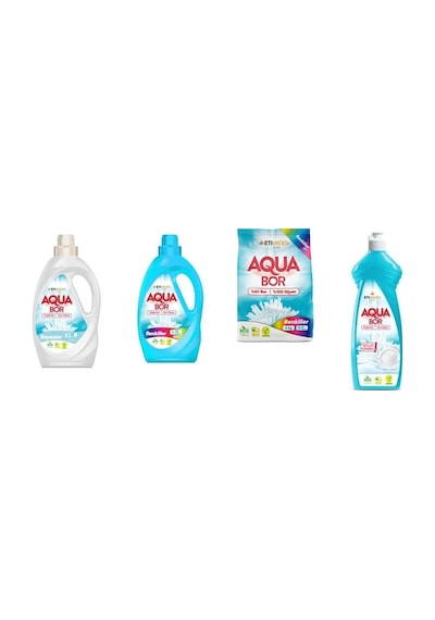 Aquabor Doğal Mineralli Sıvı Beyaz + Sıvı Renkliler + 4 Kg Renkliler + Elde Bulaşık 4 Lü Set 96631005